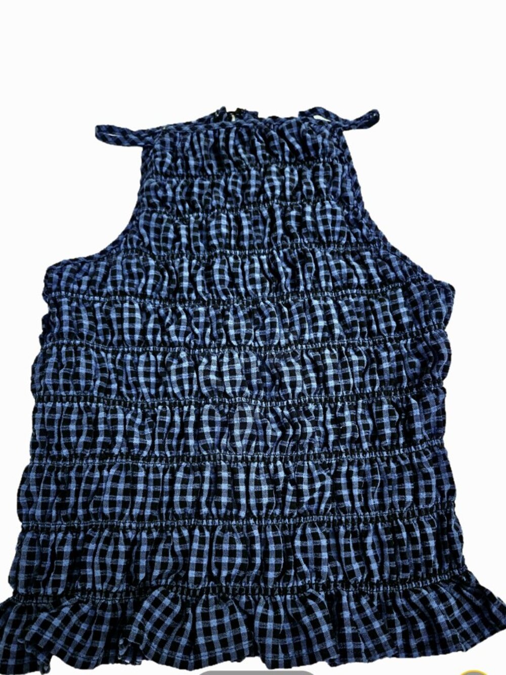 Sienna Sky Brand Blue Black Plaid Halter Top Size Small